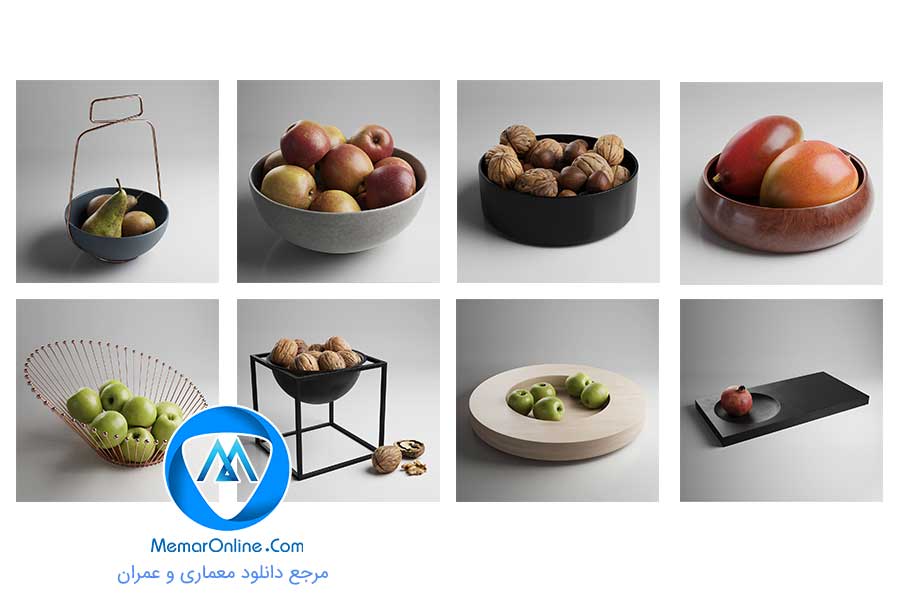 مجموعه سه بعدی عکاسی شده با کیفیت بالا میوه و سبزیجات برای تری دی مکس