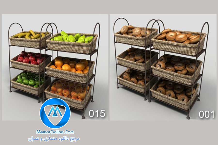 دانلود آبجکت سبد میوه و نان برای فروشگاه هایپر