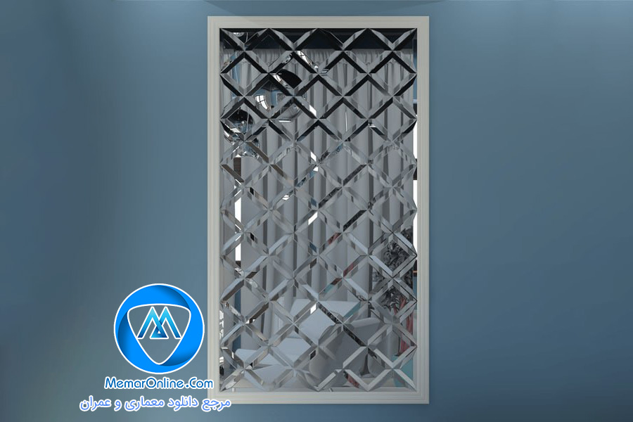 دانلود آبجکت آیینه مدرن طرح مشبک 3dmax
