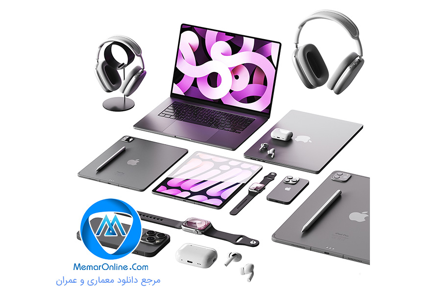 فایل سه بعدی تری دی مکس مجموعه کامل تجهیزات کامپیوتری اپل