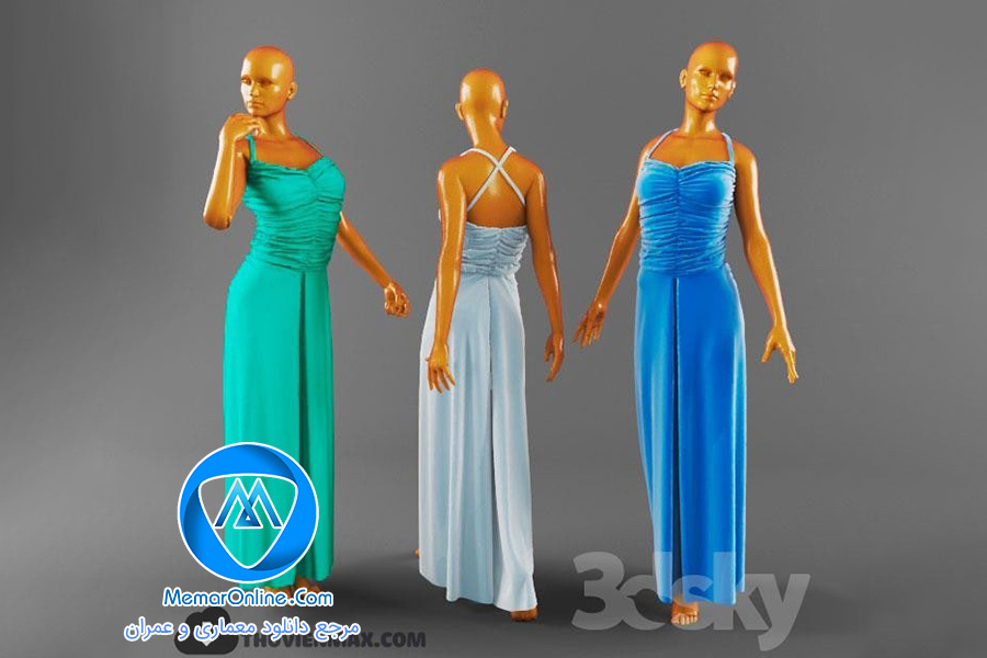 دانلود آبجکت تری دی مکس مانکن لباس مجلسی خانم