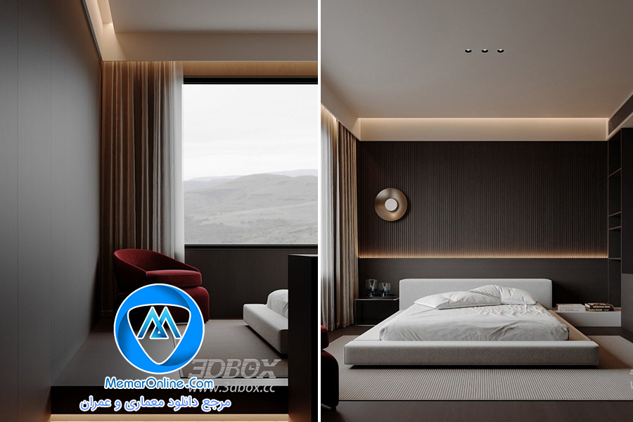 دانلود صحنه آماده اتاق خواب لوکس مدرن برای تری دی مکس