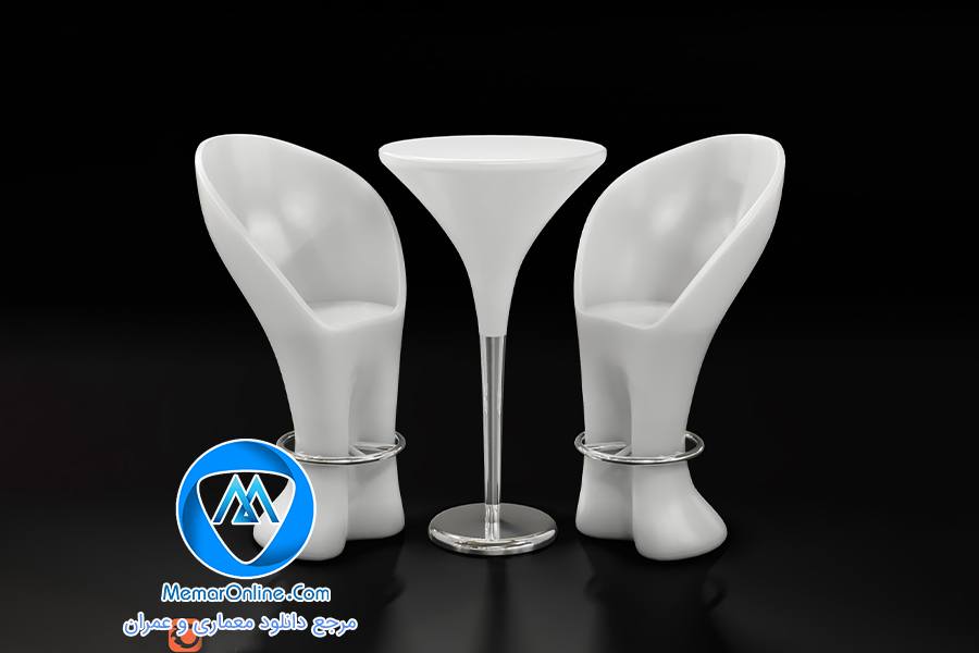 دانلود میز و صندلی سفید برای کافه 3dmax