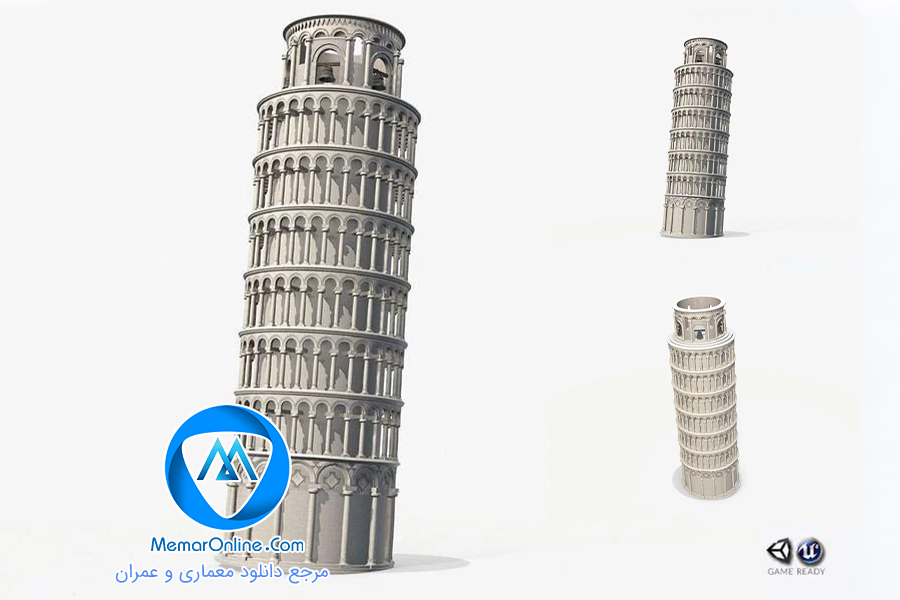 دانلود صحنه آماده تری دی مکس برج پیزا 3dmax