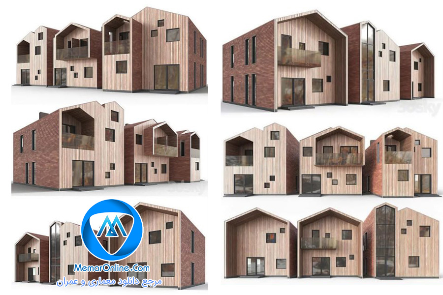 دانلود صحنه آماده خانه های اقامتگاهی Barn houses برای تری دی مکس