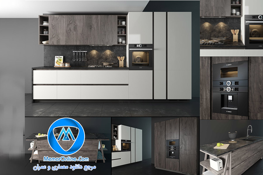 کابینت مدرن آشپزخانه مدل سازی شده تری دی مکس