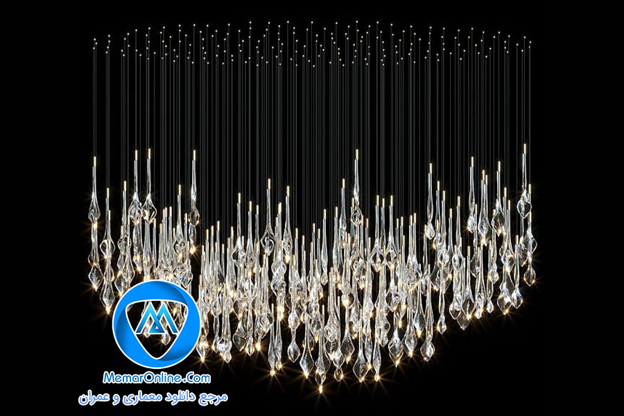 دانلود آبجکت لوستر مدرن طرح آبشاری برای تری دی مکس