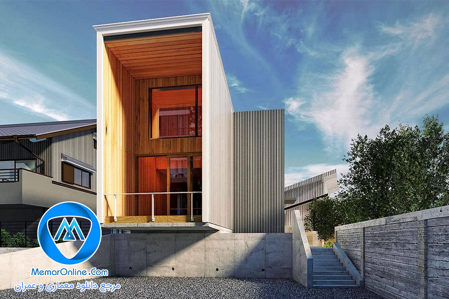 دانلود صحنه آماده خانه مدرن لاکچری + محوطه برای اسکچاپ