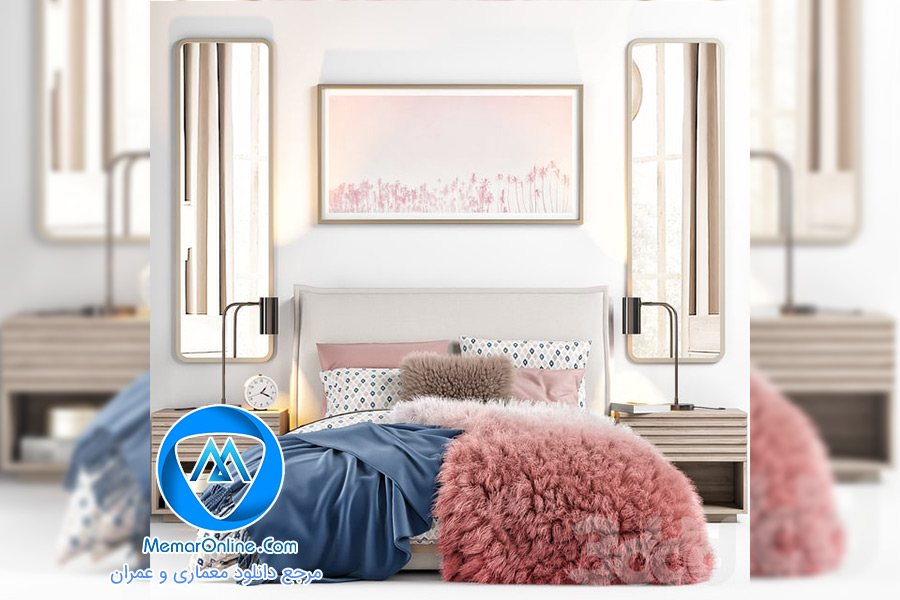 دانلود آبجکت تخت خواب + اتاق خواب دخترانه برای 3dmax