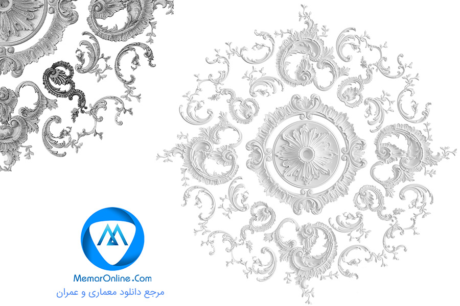 دانلود آبجکت گچبری ظریف کلاسیک برای تری دی مکس + DWG