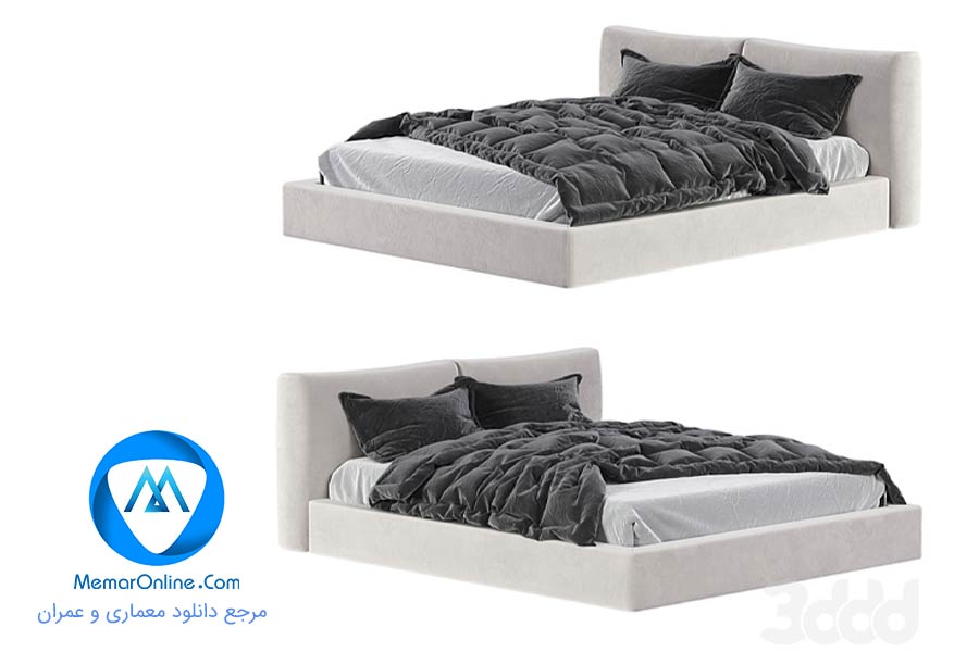 دانلود آبجکت تری دی مکس تخت خواب مدرن دونفره 3dmax