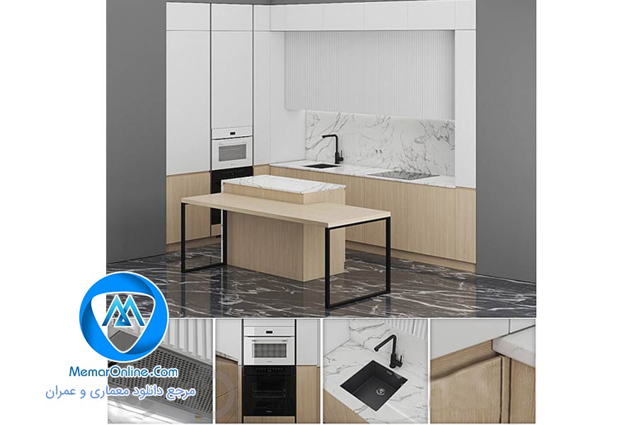 دانلود صحنه آماده آشپزخانه فول امکانات مدرن برای 3dmax