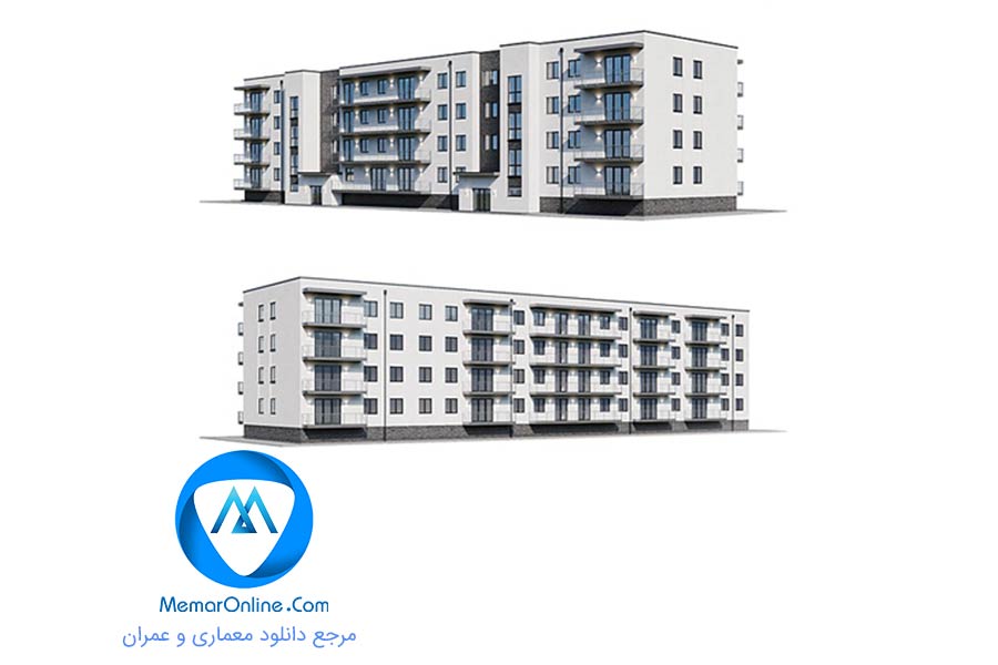 دانلود صحنه آماده نما خارجی مجتمع آپارتمان مدرن شهری برای تری دی مکس