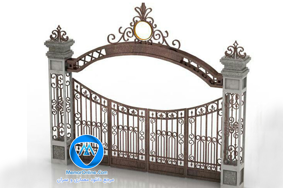 دانلود آبجکت سه بعدی درب نرده ای باغ ویلا