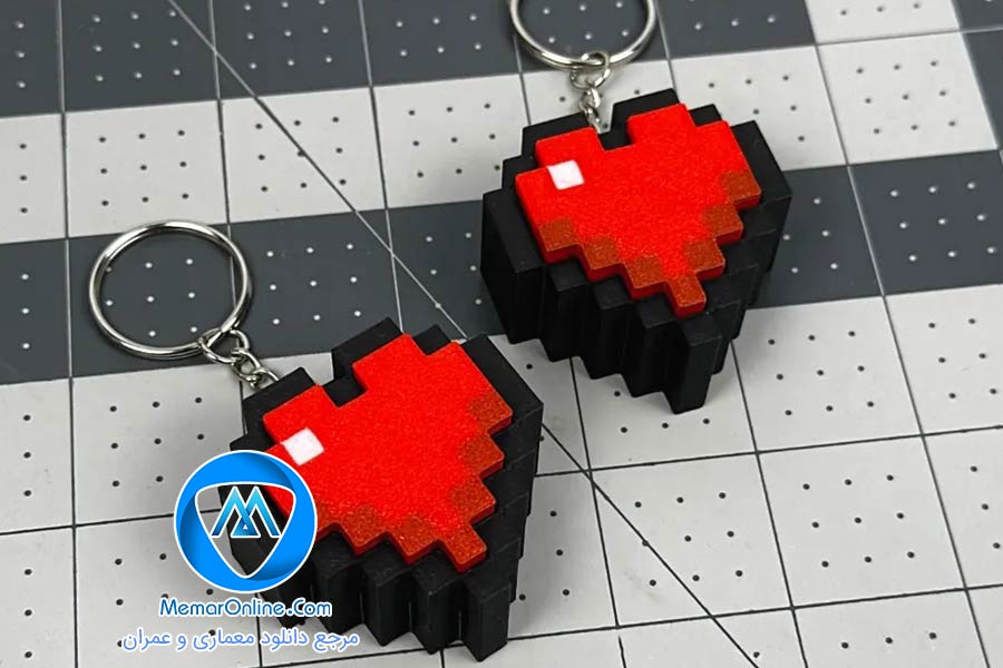 دانلود مدل سه بعدی stl جاکلیدی مدل Minecraft+Heart