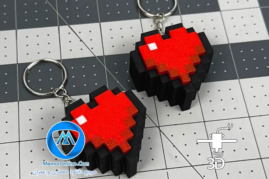 دانلود مدل سه بعدی stl جاکلیدی مدل Minecraft+Heart