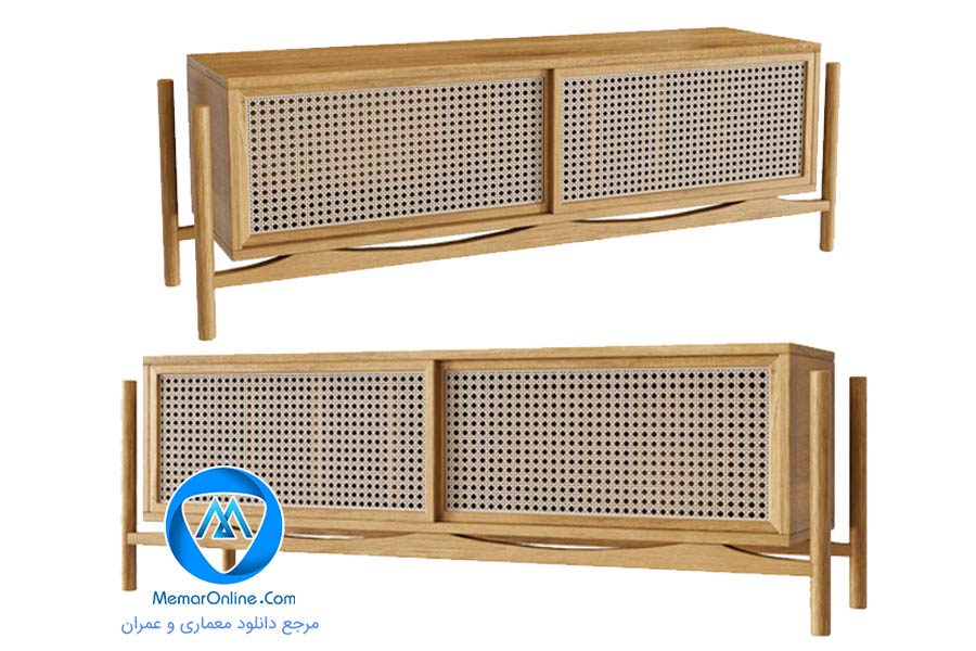 دانلود آبجکت تری دی مکس میز تلویزیون مدرن طرح حصیری