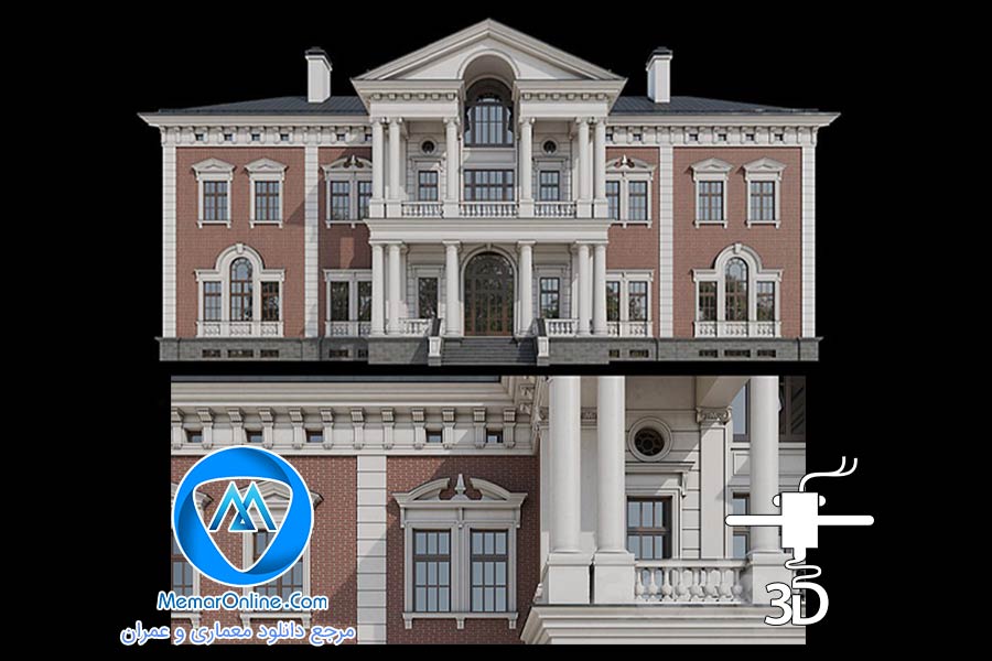دانلود صحنه آماده نما خارجی ساختمان کلاسیک برای تری دی مکس