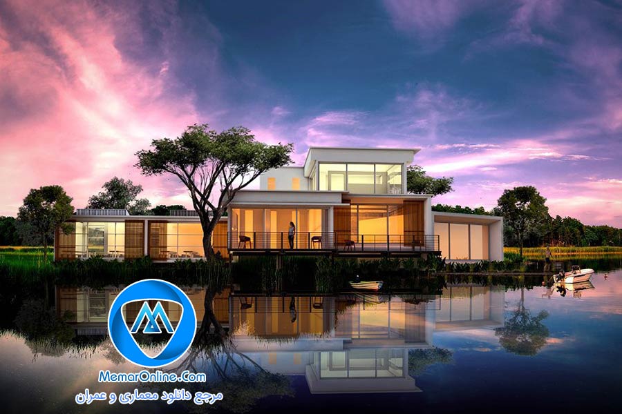 دانلود مدل سه بعدی اسکچاپ صحنه آماده نما خارجی خانه ویلایی مدرن لوکس + فایل فتوشاپ محوطه