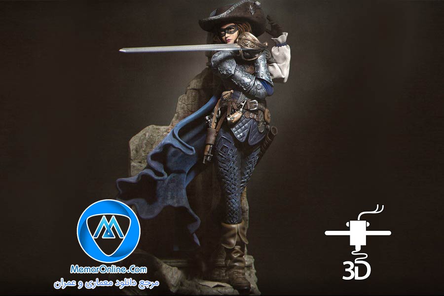دانلود مدل سه بعدی آماده به چاپ سه بعدی stl دختر شمشیرزن در دو سایز