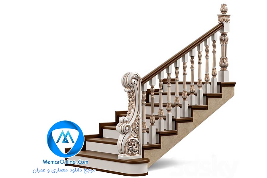 دانلود مدل سه بعدی تری دی مکس پله کلاسیک حرفه ای