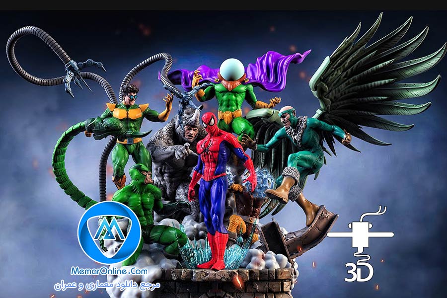 دانلود فایل حرفه ای انواع فیگور مارول + spider man diorama برای پرینت سه بعدی