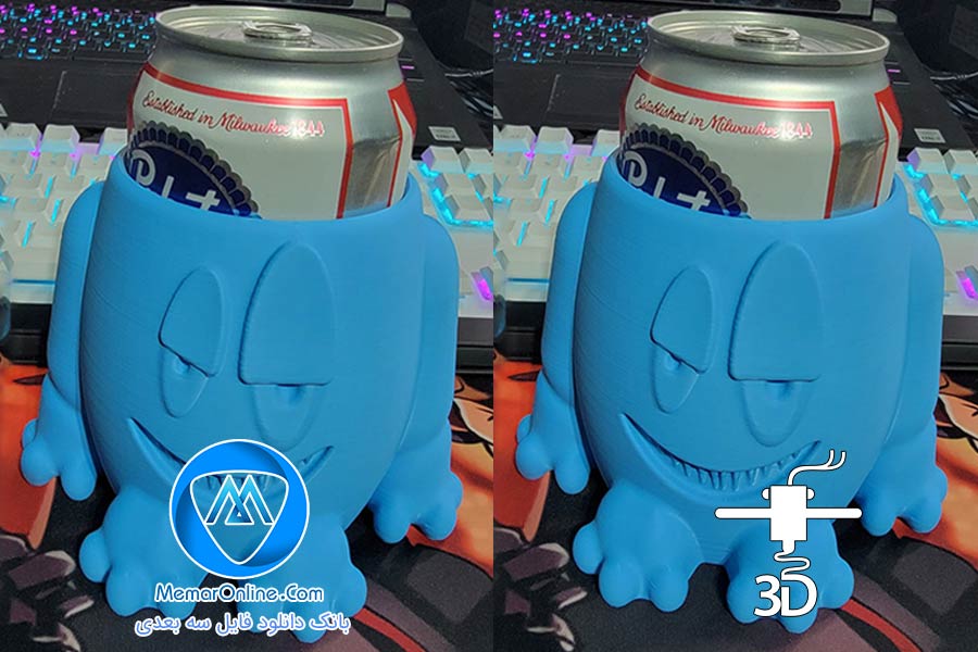 فایل stl آماده چاپ استند بطری شخصیت کارتونی