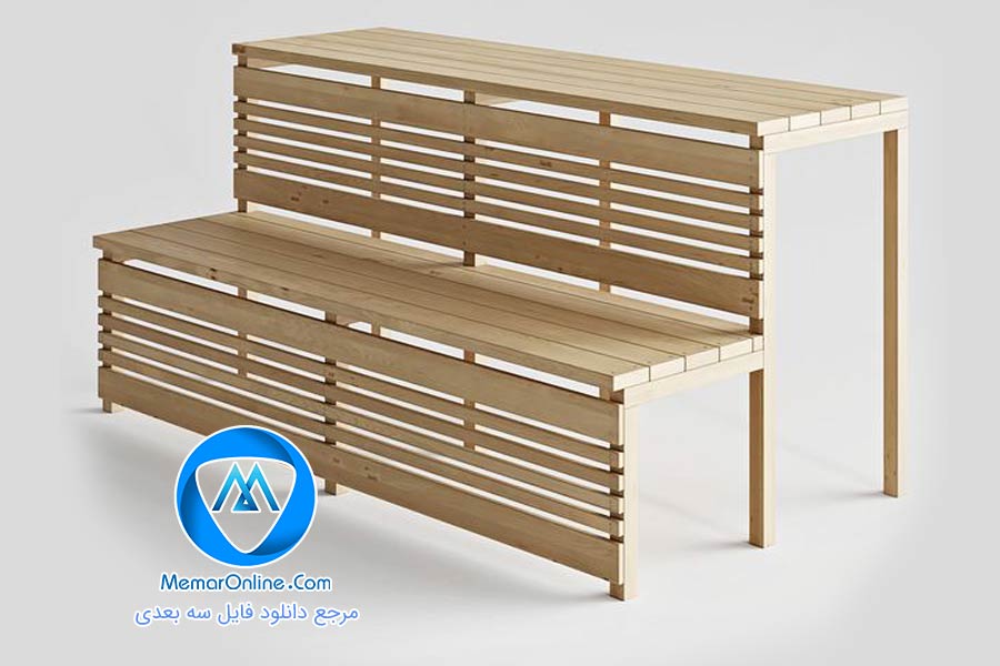 دانلود مدل سه بعدی آبجکت نیمکت چوبی برای سونا