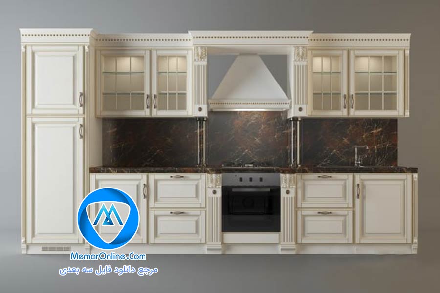 دانلود صحنه آماده کابینت ممبران آشپزخانه کلاسیک برای تری دی مکس