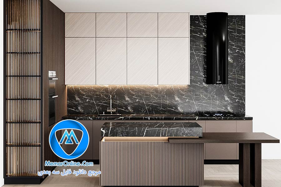 دانلود صحنه آماده آشپزخانه مدرن + جزیره 3dmax