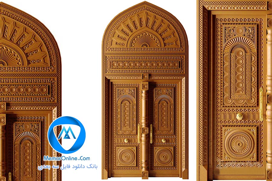 دانلود آبجکت سه بعدی درب کلاسیک منبت کاری شده