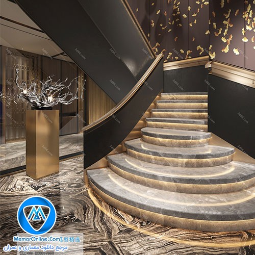 دانلود آبجکت پله مدرن مخصوص هتل و خانه های دوبلکس برای 3dmax
