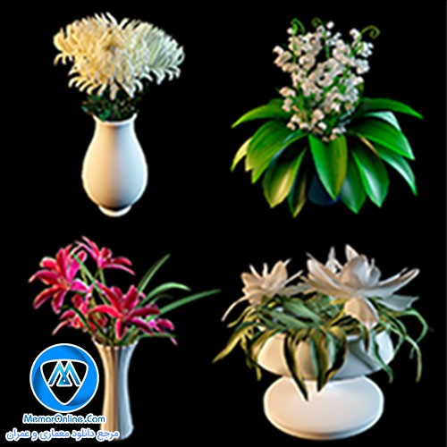 دانلود مجموعه حرفه ای آبجکت گل و گلدان سه بعدی برای تری دی مکس- سری 2