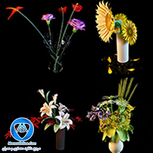 دانلود مجموعه حرفه ای آبجکت گل و گلدان سه بعدی برای تری دی مکس- سری 1