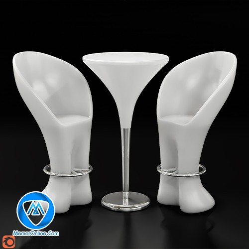 دانلود میز و صندلی سفید برای کافه 3dmax