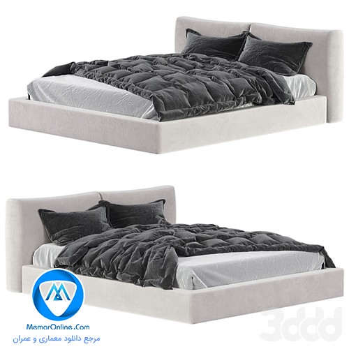 دانلود آبجکت تری دی مکس تخت خواب مدرن دونفره 3dmax