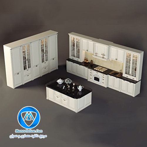 دانلود صحنه آماده آشپزخانه کلاسیک برای تری دی مکس