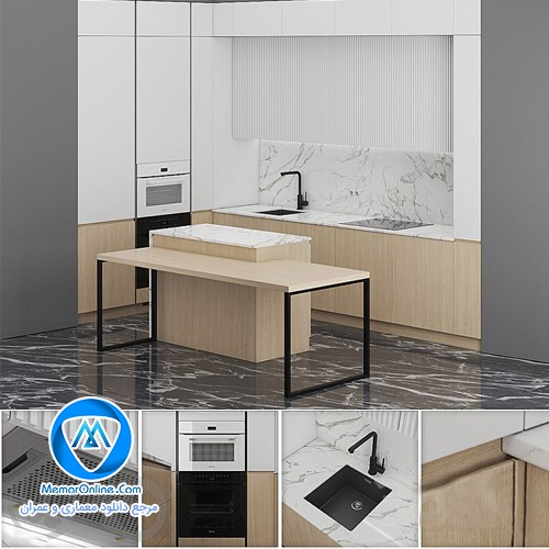 دانلود صحنه آماده آشپزخانه فول امکانات مدرن برای 3dmax