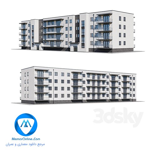 دانلود صحنه آماده نما خارجی مجتمع آپارتمان مدرن شهری برای تری دی مکس