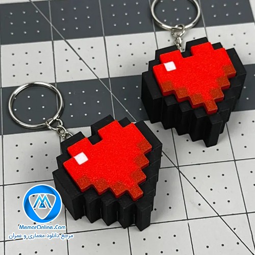 دانلود مدل سه بعدی stl جاکلیدی مدل Minecraft+Heart