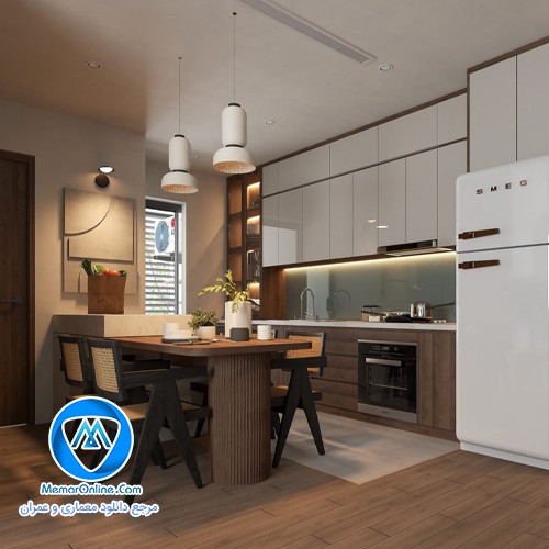 دانلود صحنه آماده داخلی خانه و کابینت آشپزخانه اسکچاپ