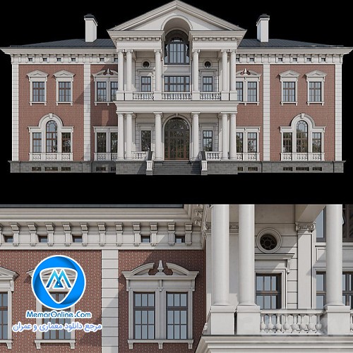 دانلود صحنه آماده نما خارجی ساختمان کلاسیک برای تری دی مکس