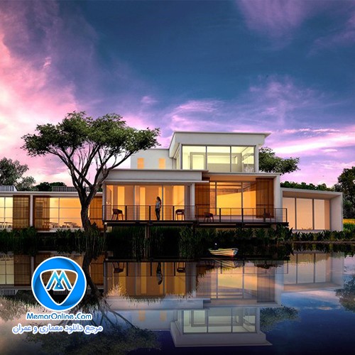 دانلود مدل سه بعدی اسکچاپ صحنه آماده نما خارجی خانه ویلایی مدرن لوکس + فایل فتوشاپ محوطه