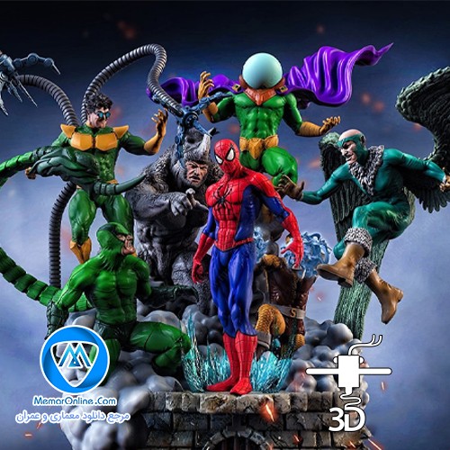 دانلود فایل حرفه ای انواع فیگور مارول + spider man diorama برای پرینت سه بعدی