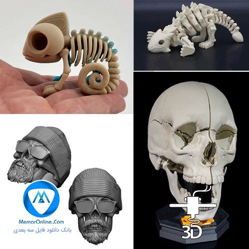 پک کامل 9 عددی فایل های STL انواع فیگور اسکلت و جمجه آماده برای پرینت سه بعدی