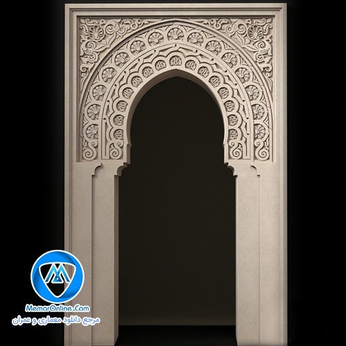 دانلود آبجکت سردر گچ و خاکی با معماری کلاسیک برای تری دی مکس