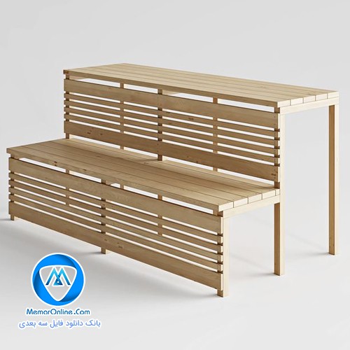 دانلود مدل سه بعدی آبجکت نیمکت چوبی برای سونا