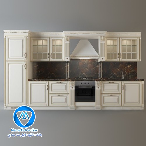 دانلود صحنه آماده کابینت ممبران آشپزخانه کلاسیک برای تری دی مکس