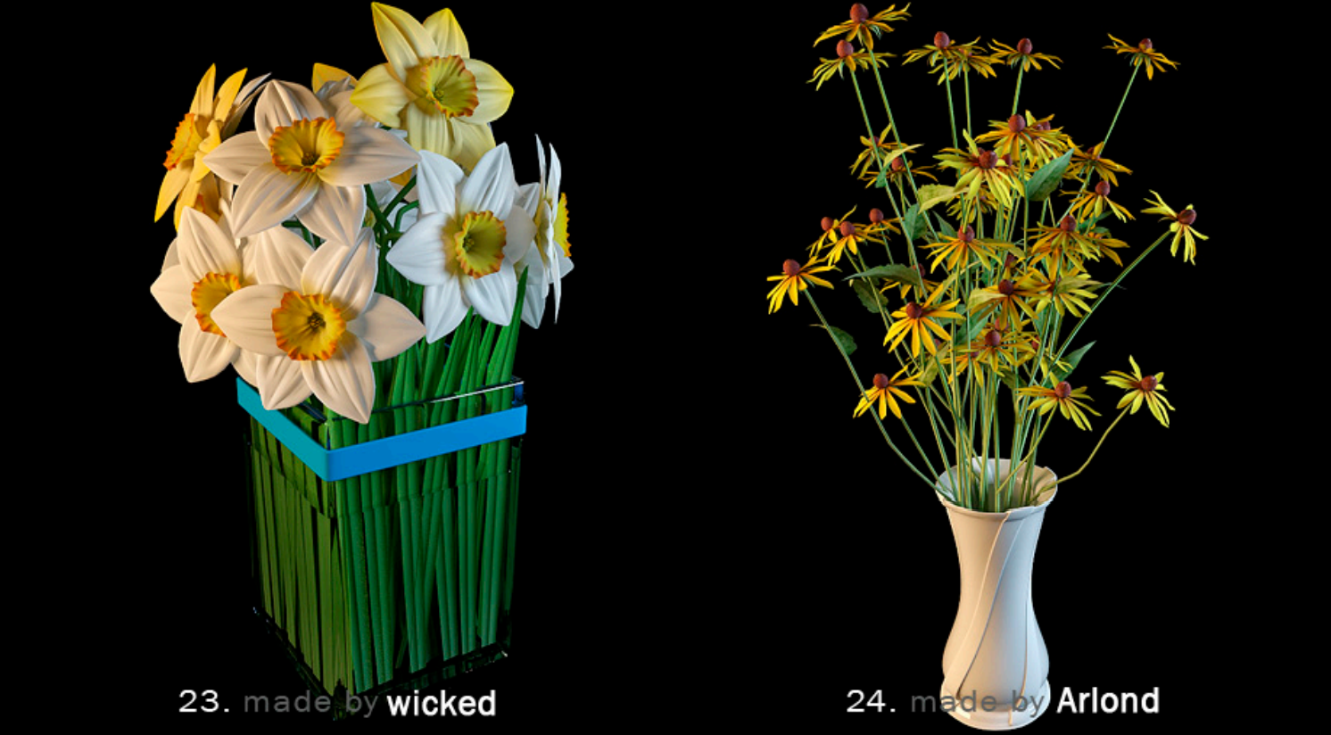 دانلود مجموعه حرفه ای آبجکت گل و گلدان سه بعدی برای تری دی مکس- سری 2 1