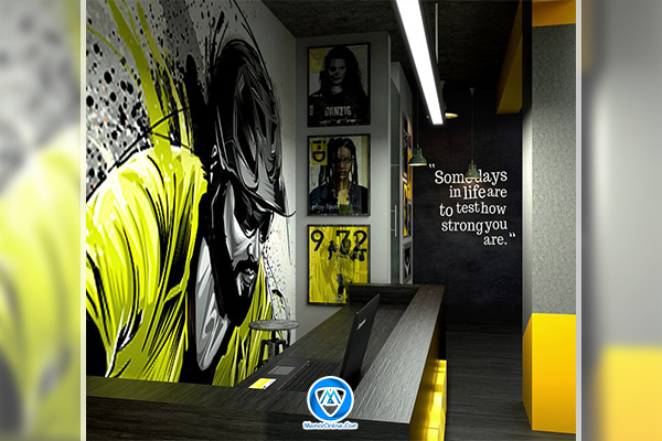 بوفه مدرن باشگاه ورزشی با طراحی صنعتی و متریالهای مقاوم